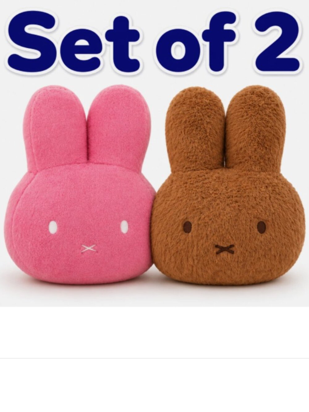 Set x 2 Miffy Plush Rabbit Pillow Toy Sleeping Cushion Hug Bed LARGE Pink Brown